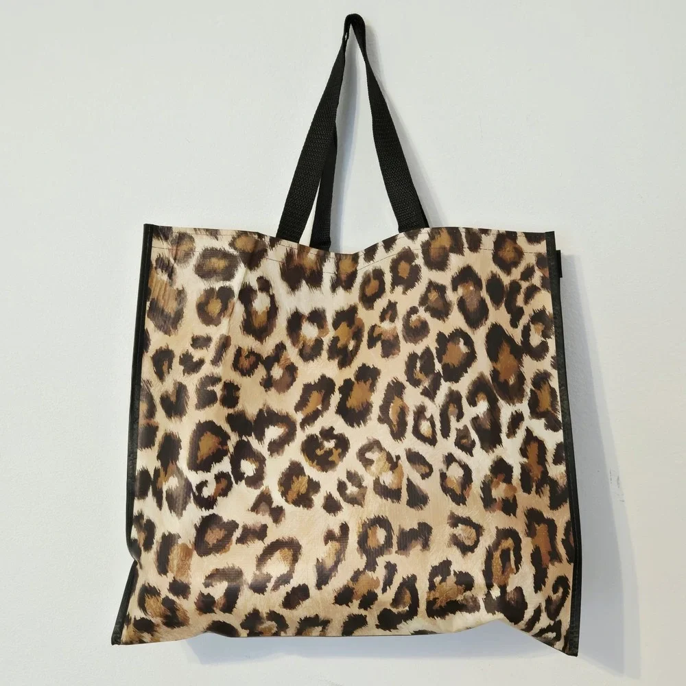 Leopard Print Style Black Trim Shopping Gift Tote Bag TJMaxx